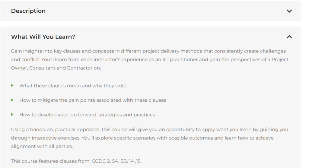 VICA course description page